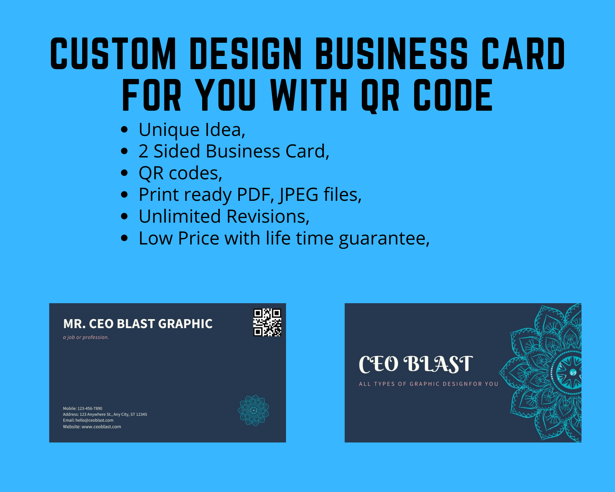 Custom Design QR Code included Business Card for your...
