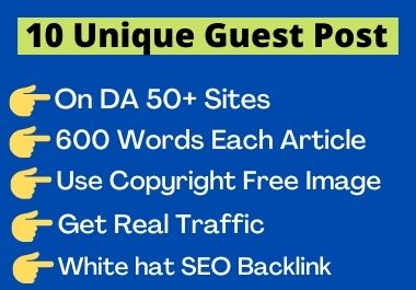 I will do 10 Guest post SEO backlink to boost your we...