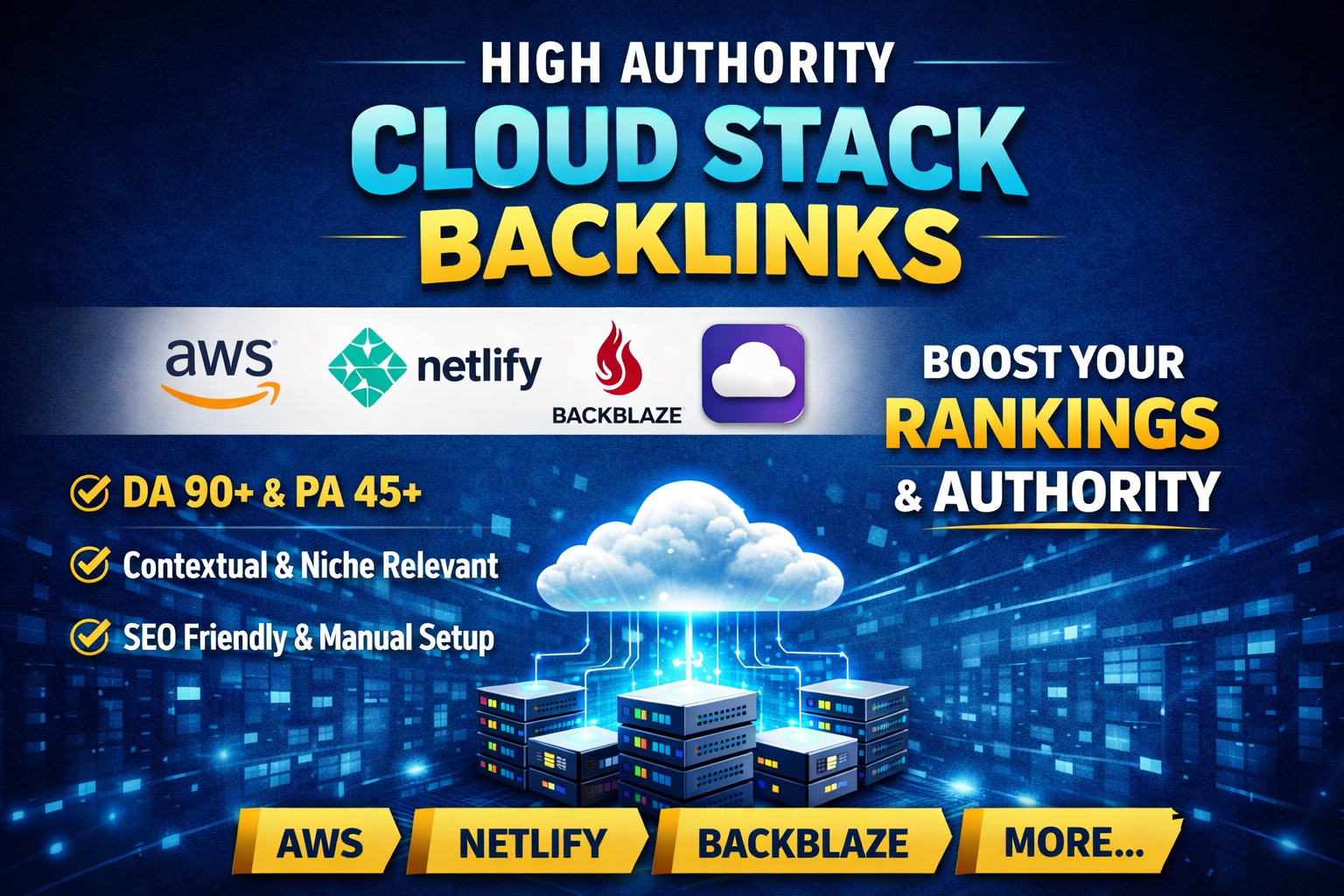 I Will Build Premium Cloud Stack Backlinks DA90+ PA45...