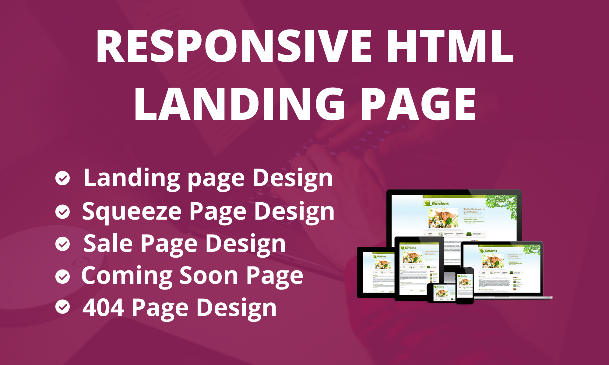 I will do responsive landing page design, html landi...