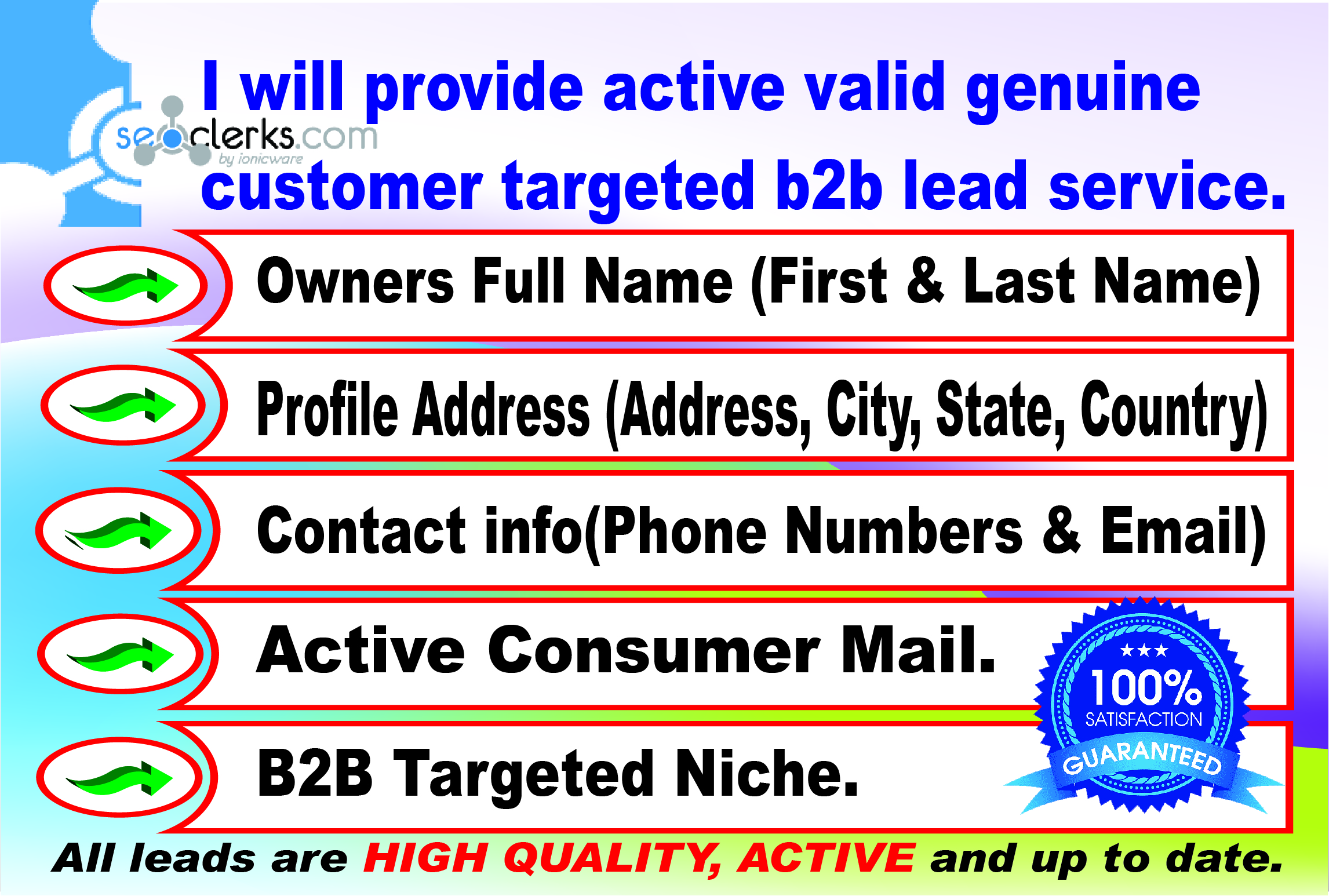 I will do b2b, b2c, targeted customer lead service