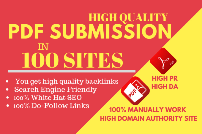 I will do pdf submission SEO backlinks with best 100 ...