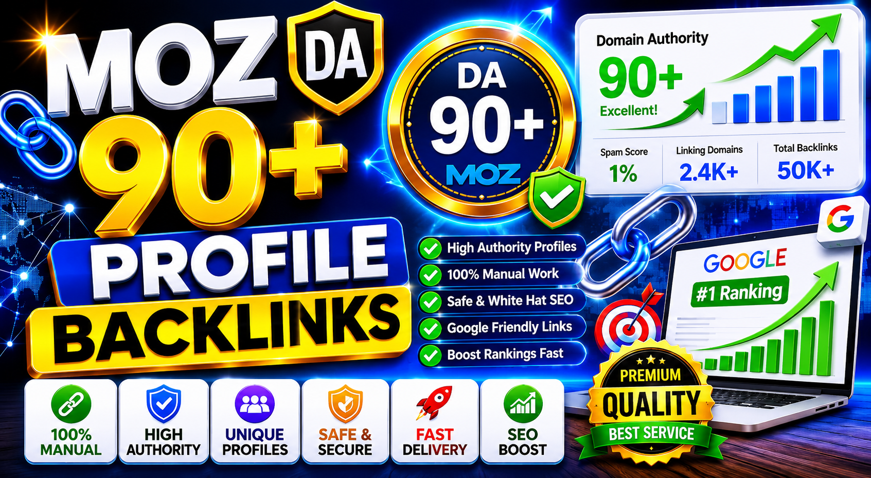 Build Moz DA 90+ 100 SEO Profile Backlinks for grow y...