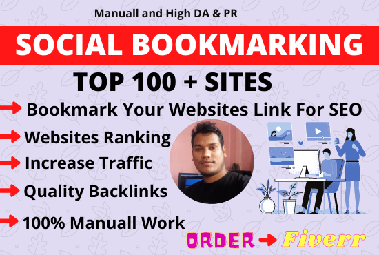 I will create manually 100 social bookmarking on High...