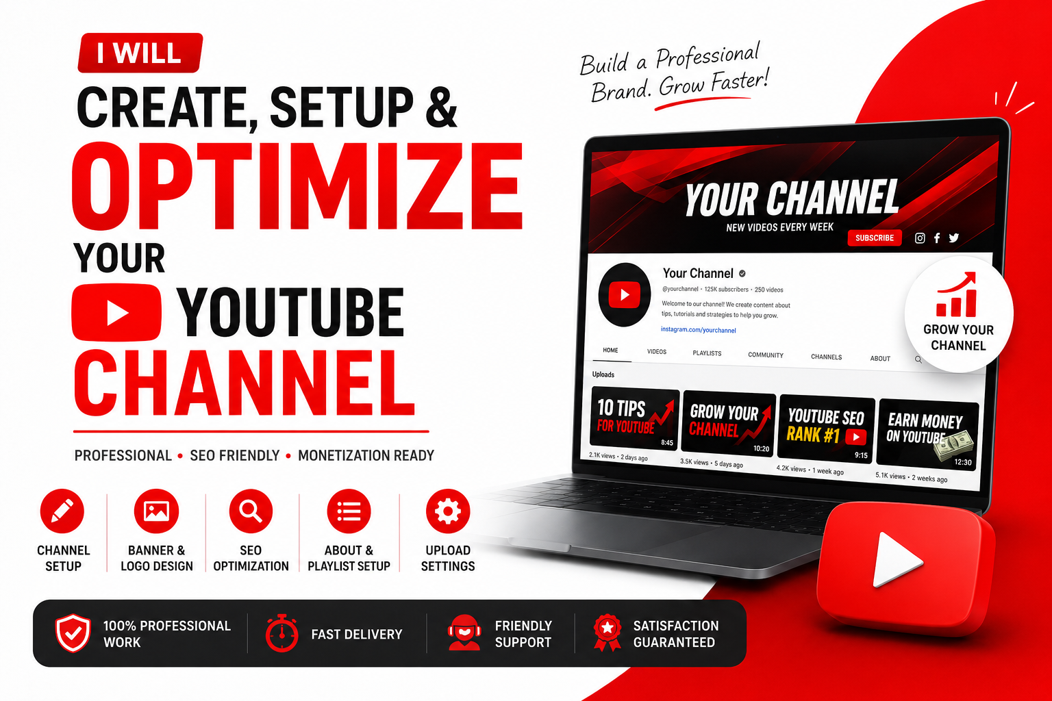 I Will Create, Setup & Optimize a Professional Y...