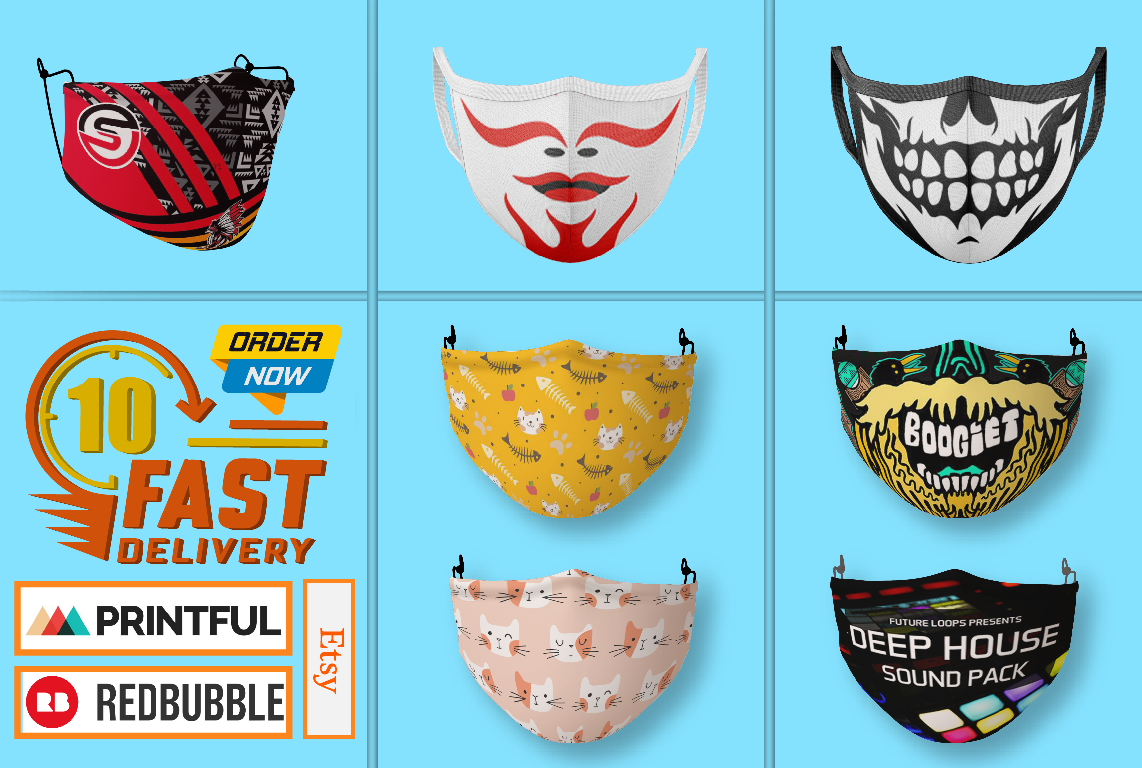 I will design face, surgical, gaiter mask with any ...