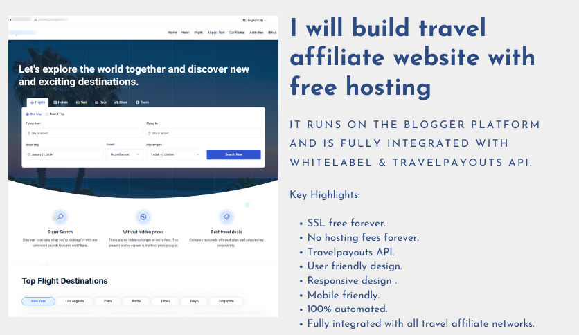 Automated Travel Affiliate Website with Travelpayouts...