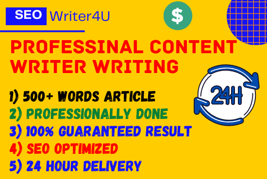 I will be Your Professional Content Writer with skill...