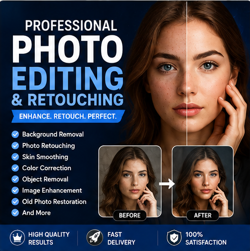 I will professionally edit, retouch, enhance, rest...