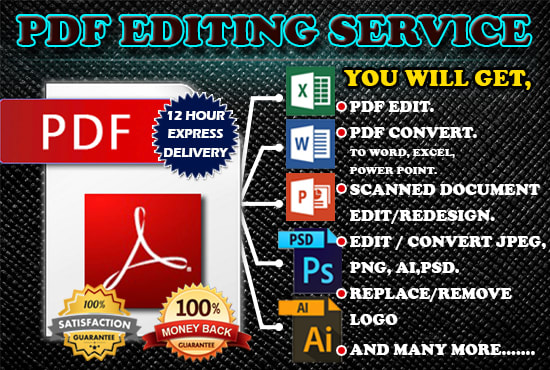 Any Pdf convert any file type 24 hours and editing fi...