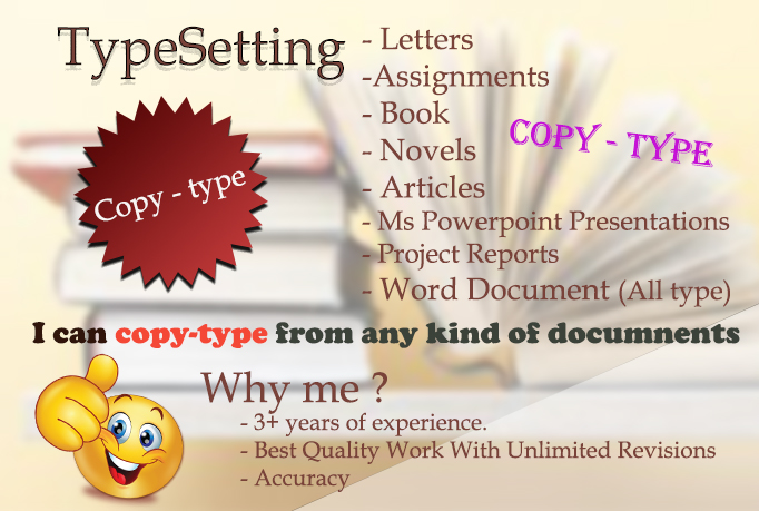 i will do copy- type or any type of typesetting ready...