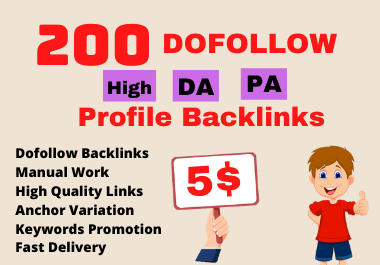 I will create 200 High DA PA Profile Backlinks manual...