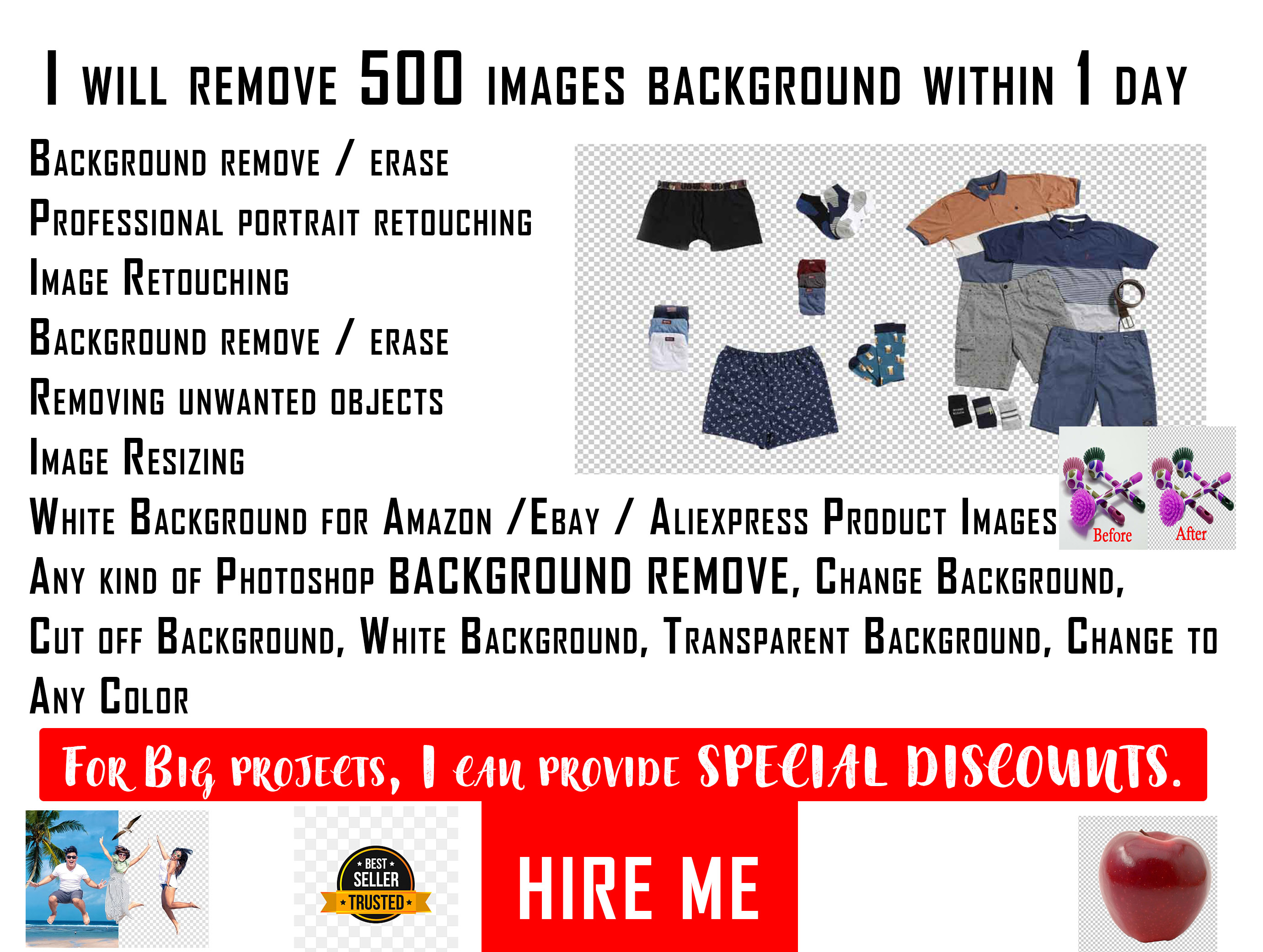 Photoshop editing background removal of 500 images 12...