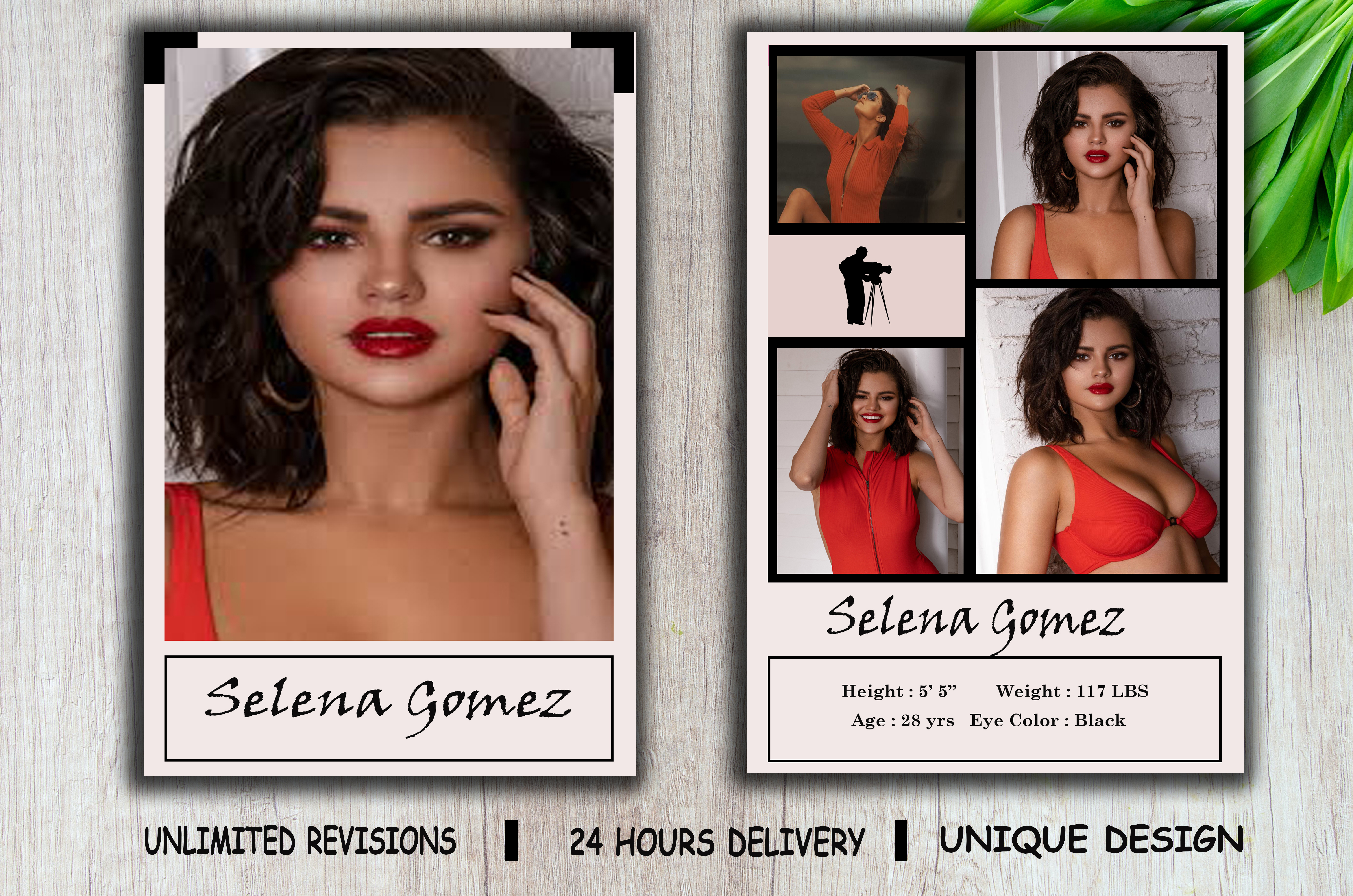 I will design professional model comp card within 24 ...