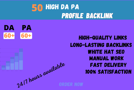 I will create manually 50 High DA PA profile backlink...