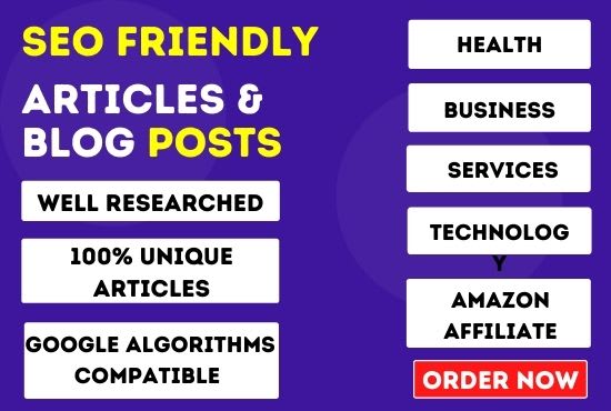 I will write Unique from 500-700 Words blog articles ...