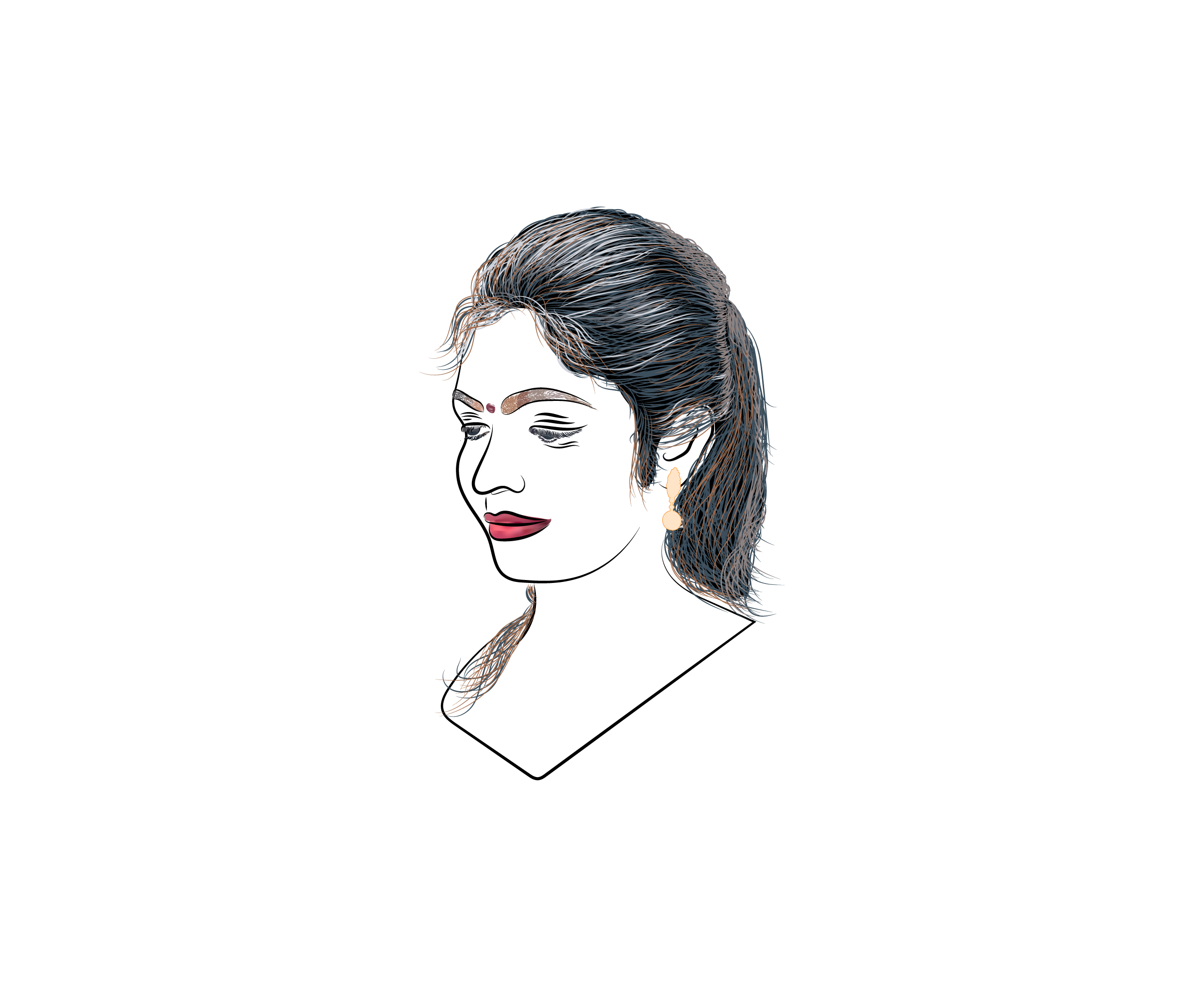 I will create a detailed vector art portrait black an...