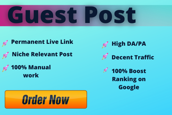 Write and Publish Unique 10 Guest Posts On High Metri...