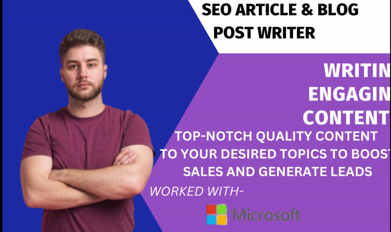I will do SEO article writing, blog post writing or ...