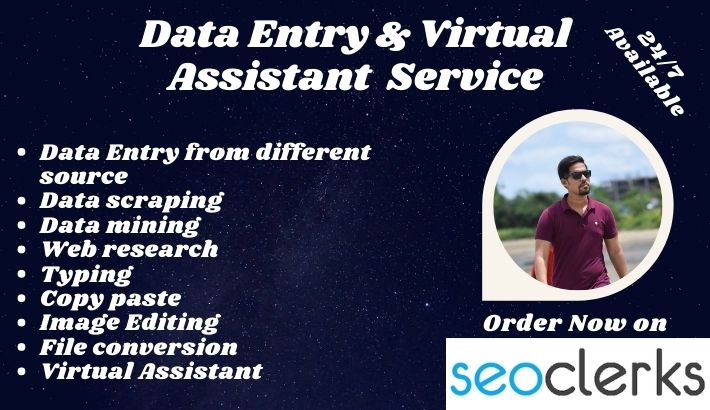 I will do data entry, web research, copy paste and ...