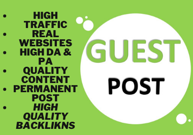 Manually 10 Guest Posts On High Metrics Unique Blogs,...