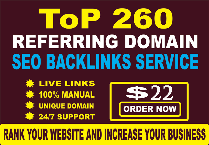 I will build 260 referring domain SEO backlinks for g...