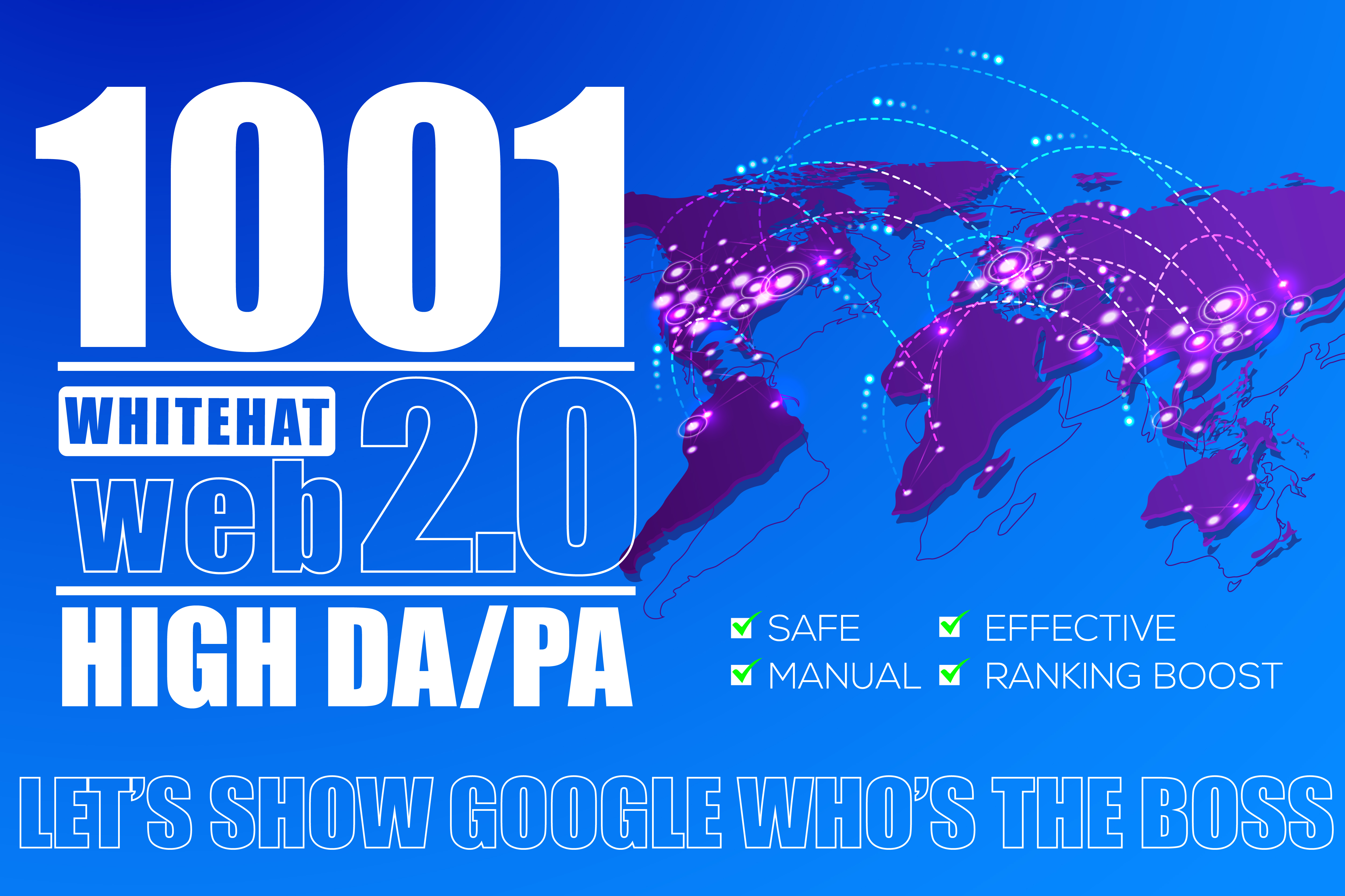 build 1001 authority web 2.0 backlinks from high DA P...