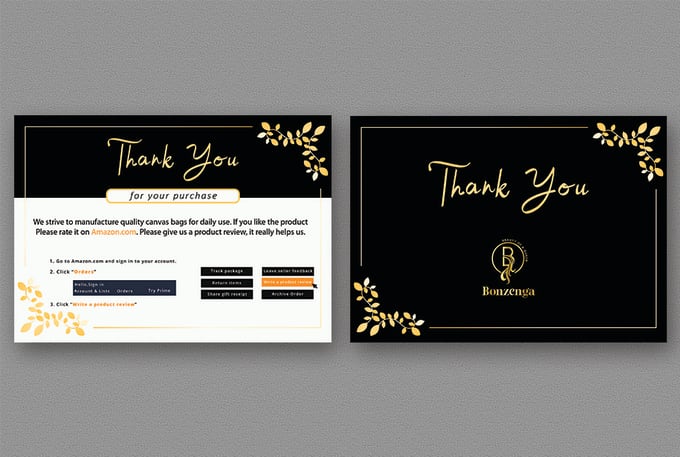 I will design amazon thank you card, product insert,...