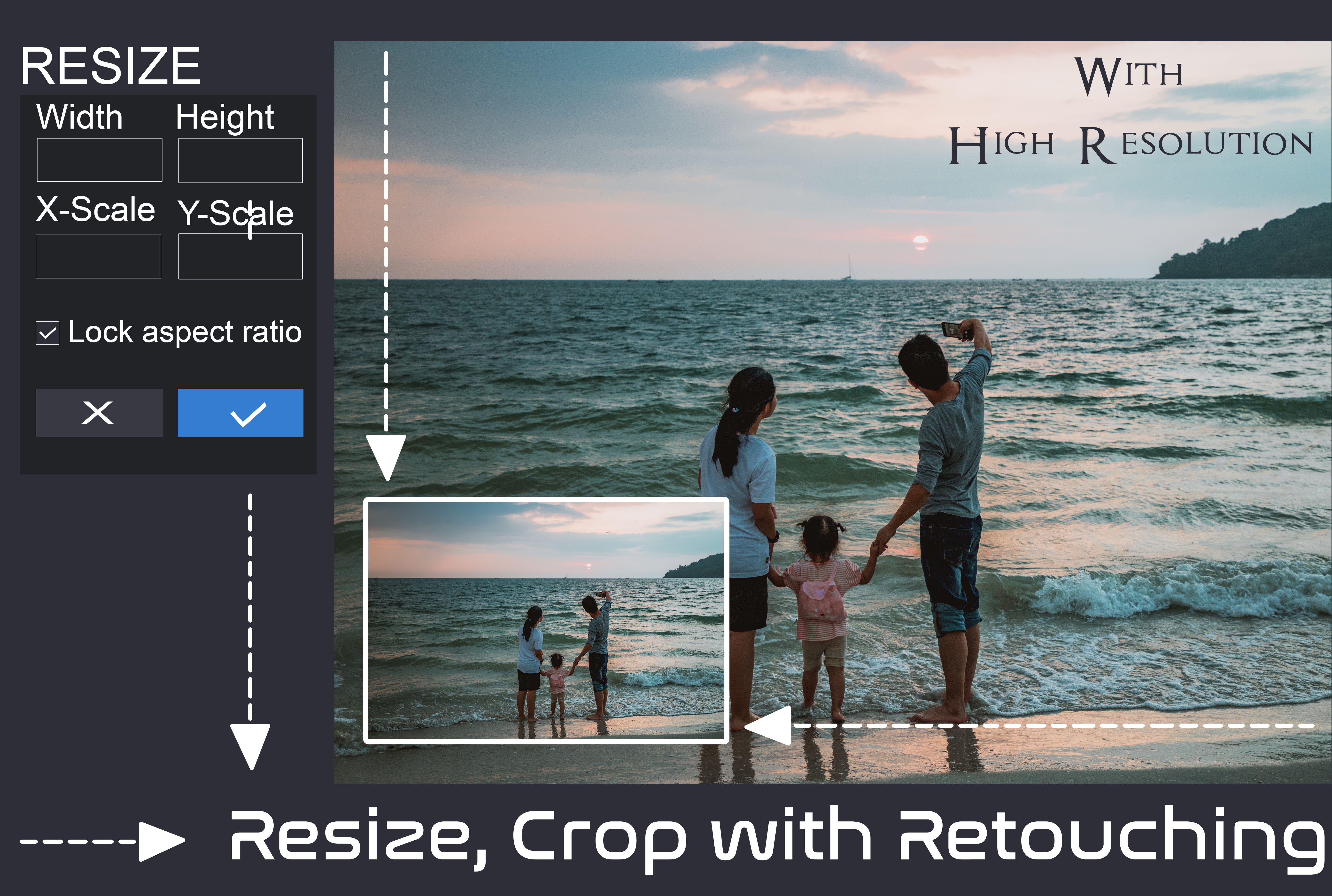You will get picture resizing, cropping and rotation...
