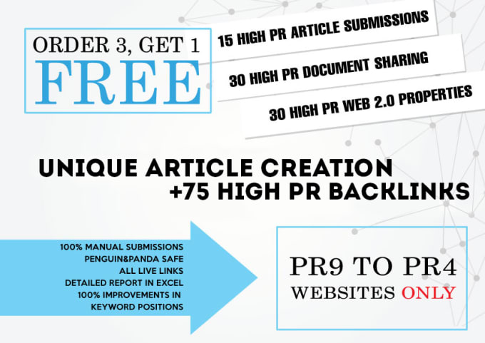 I will write and create 75 high da backlinks in pr 9 ...
