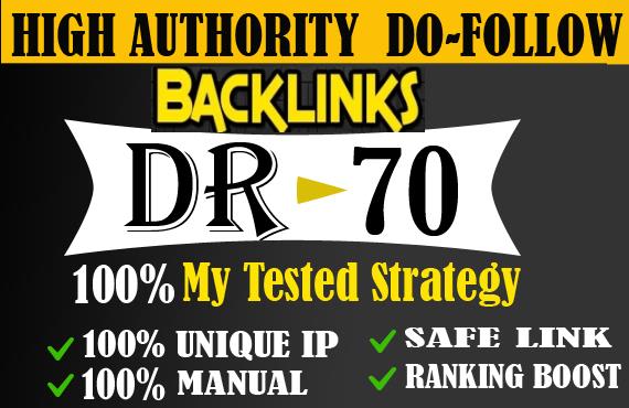 I will give DR 50 to 70 backlinks off seo page for yo...