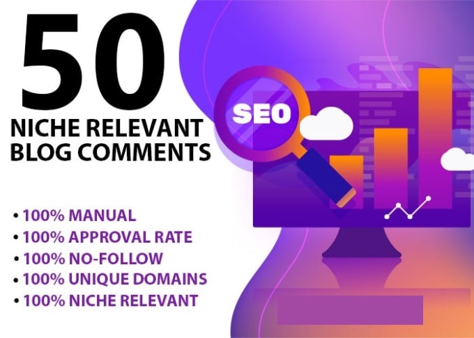 I will provide 50 niche relevant blog comment high da...