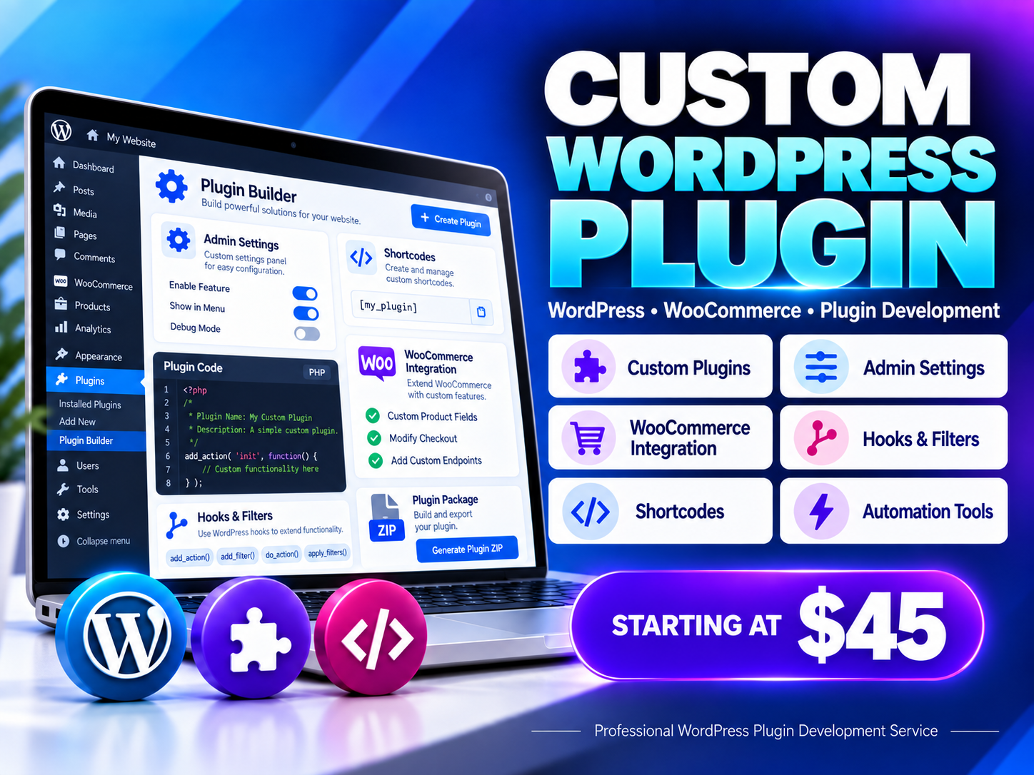 I will develop a custom WordPress or WooCommerce plug...