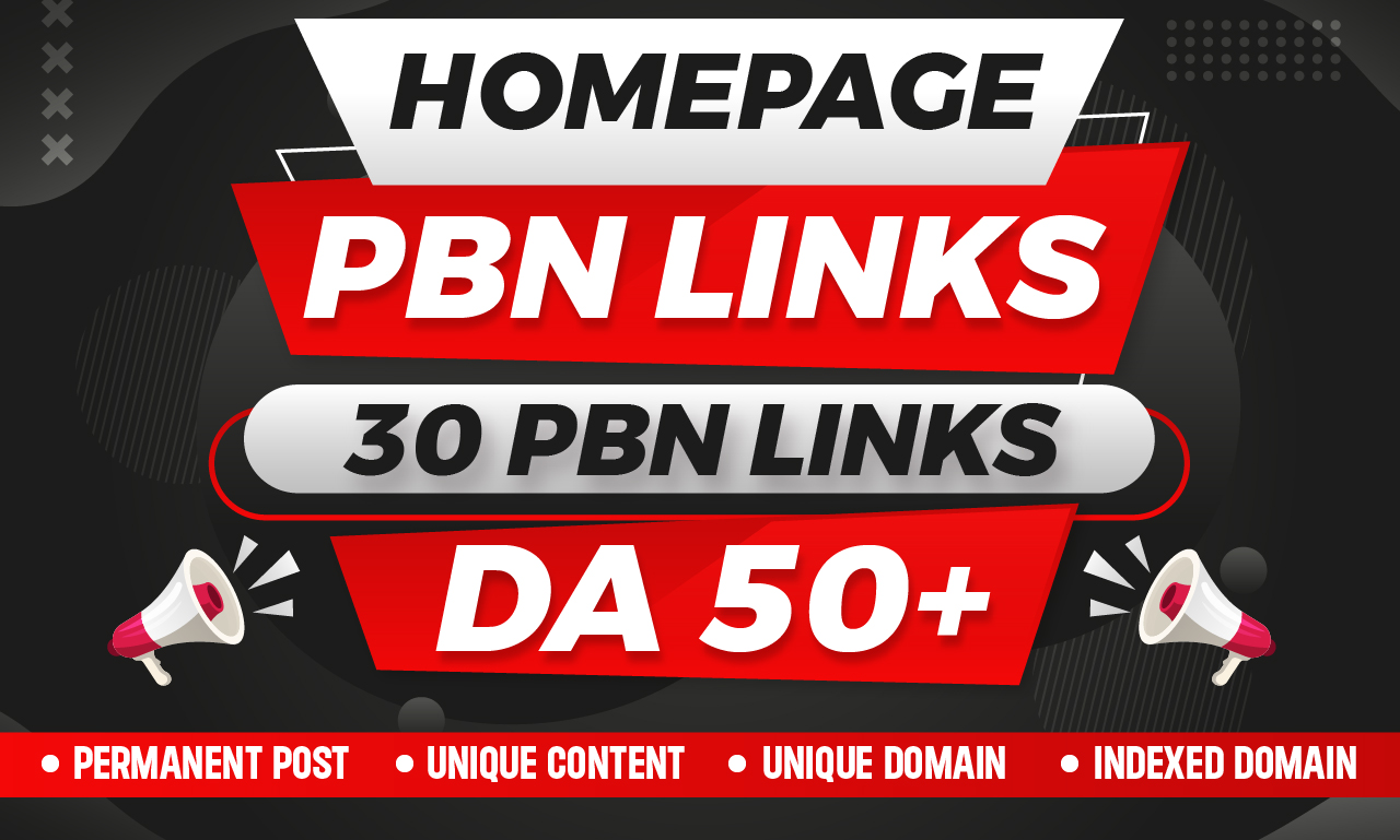 Build 30 PBNs DA 50 or 70 Plus HomePage PBNs Backlink...