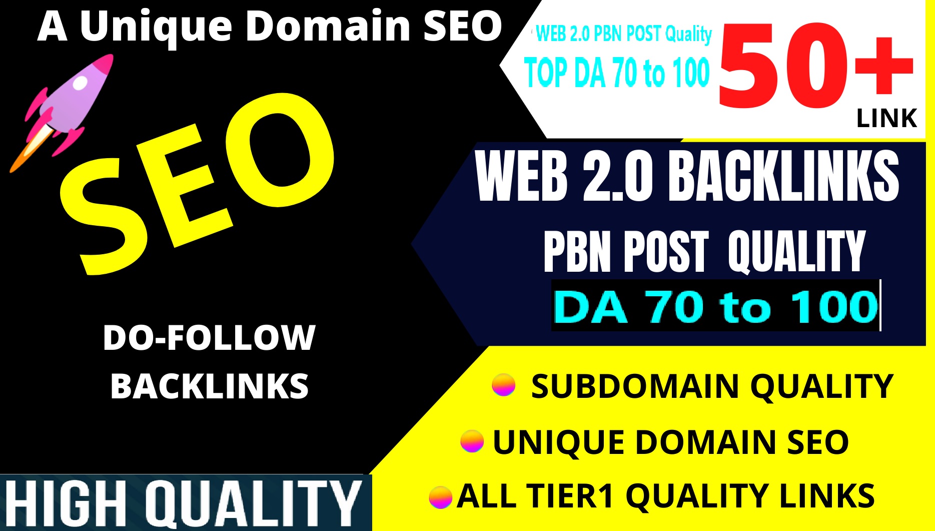 DA 70 To 100 Handmade 50 WEB 2.0 Backlinks High Quali...