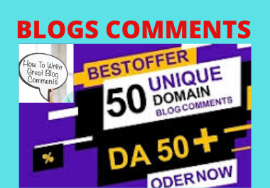 Manual live 50 Blog Comments backlinks High Authority...