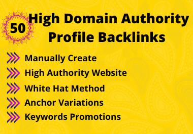 DA 70+ DO-follow 50 Profile Backlinks are manually cr...