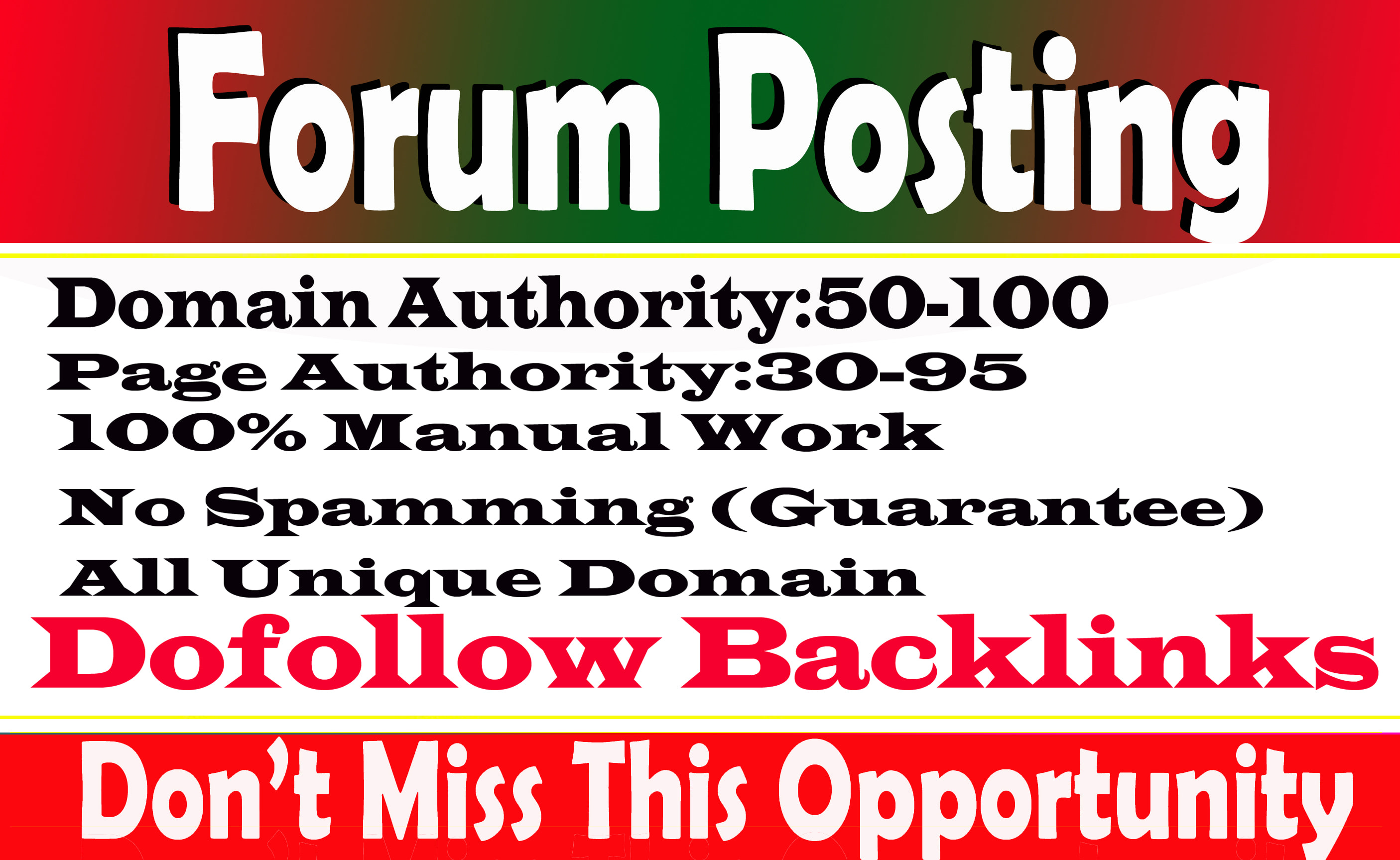 I will provide 50 forum posting on high quality domai...