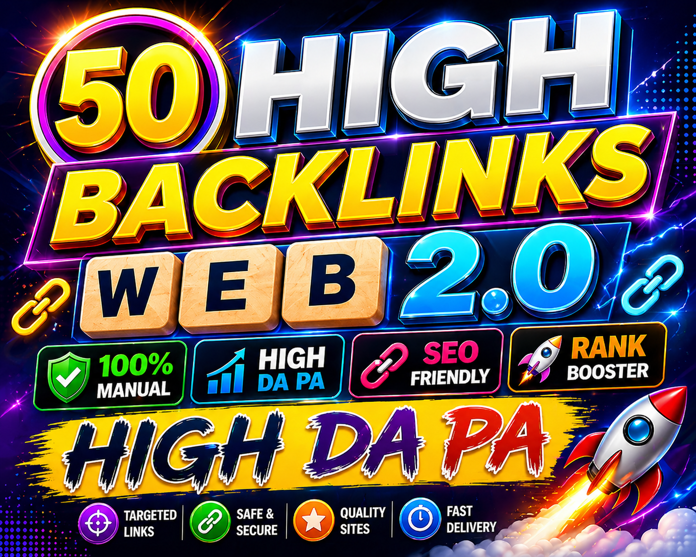 I will create 50 manual authority web 2.0 backlinks