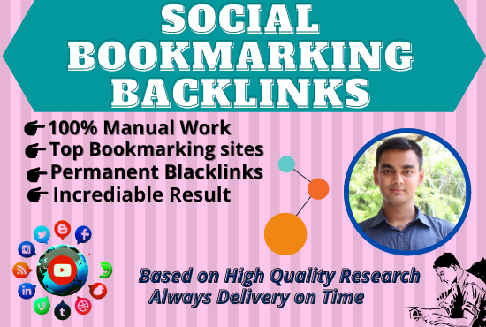 I will do up to 100 social bookmarking backlinks manu...