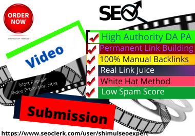 Live 40 Video Submission backlinks high authority per...