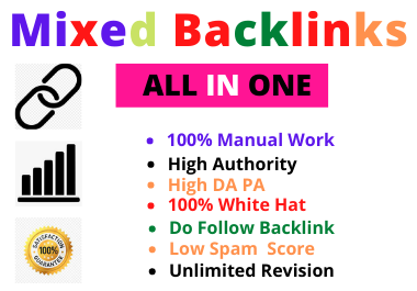Build 160 mixed Backlinks from high authority website