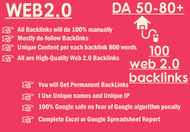 I will create 100 web2 contextual backlinks from high...