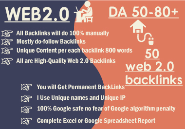 Web2 high-quality dofollow SEO backlinks da 50 plus a...