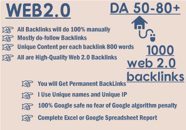 I will manually create 1000 high da dofollow super we...