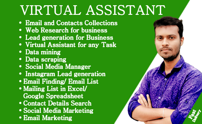 I can support your virtual assistant for data entry, ...