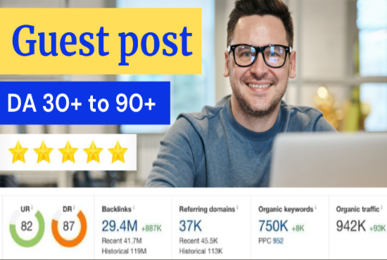 I will do guest post, high da guest post with dofoll...