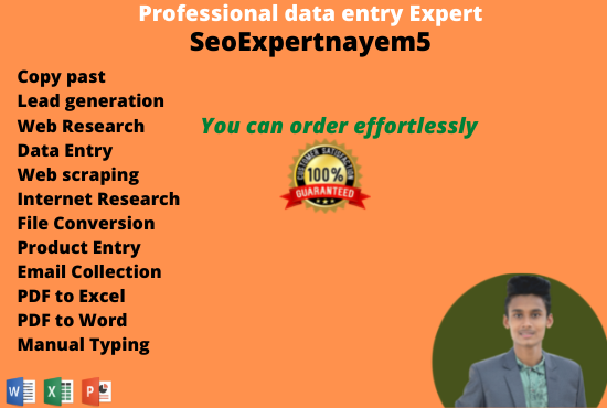 I will do data entry copy past, Lead generation, we...