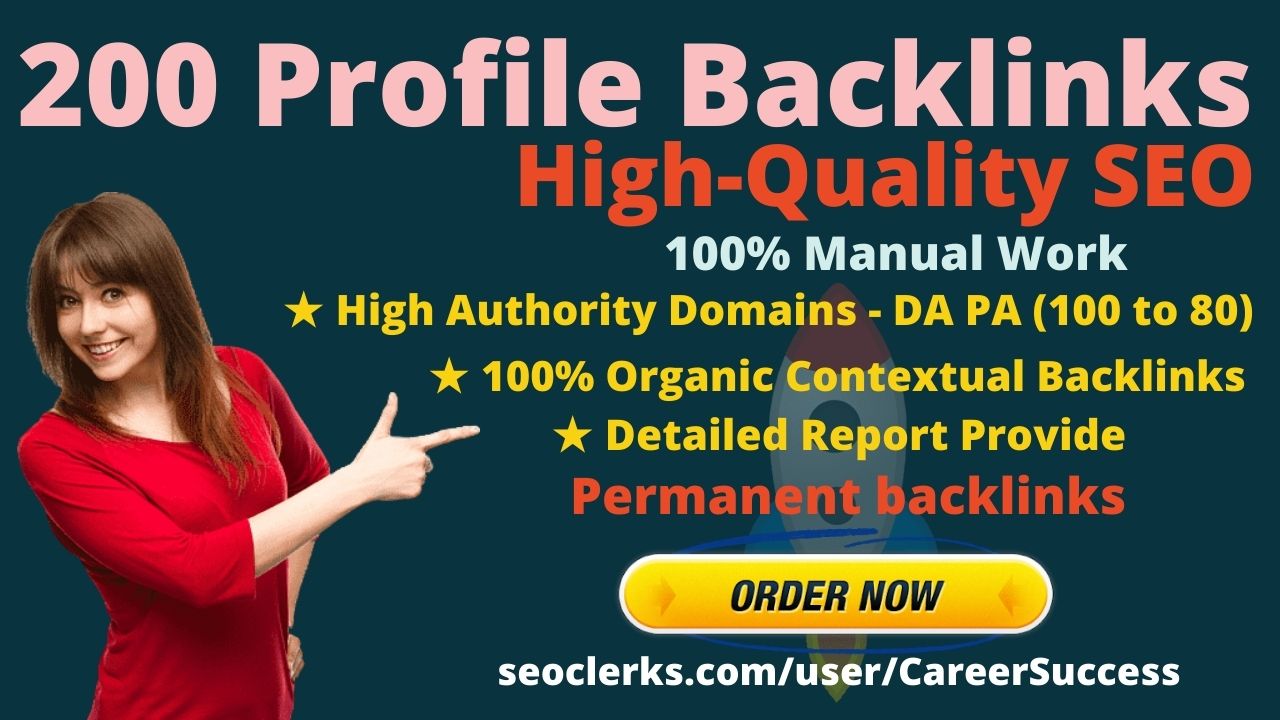 I will do high authority profile backlinks 200 profil...