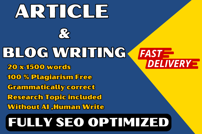 I will write 20 SEO articles or blogs up to 30,000 wo...